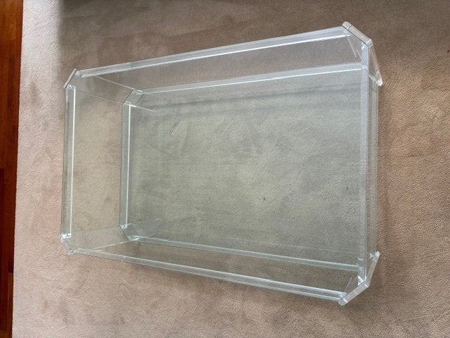 Glazen salontafel, Huis en Inrichting, Tafels | Salontafels, Ophalen, Gebruikt, 100 tot 150 cm, 50 tot 100 cm