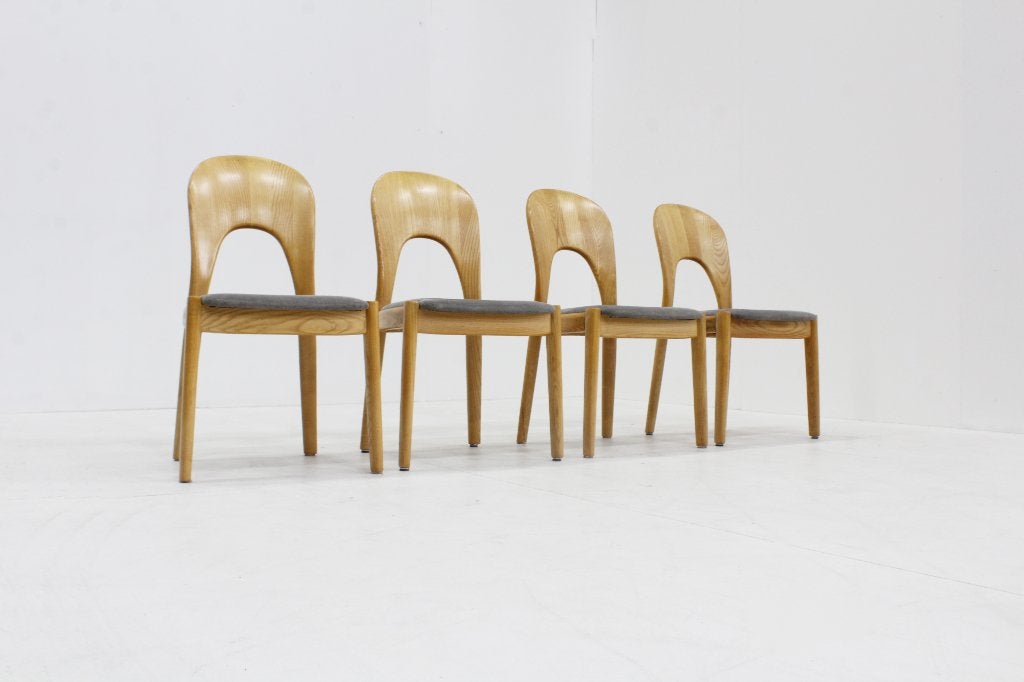 4 Vintage Deense eetkamer stoelen van Niels Koefoed, Hout, Gebruikt, Bruin, Vintage