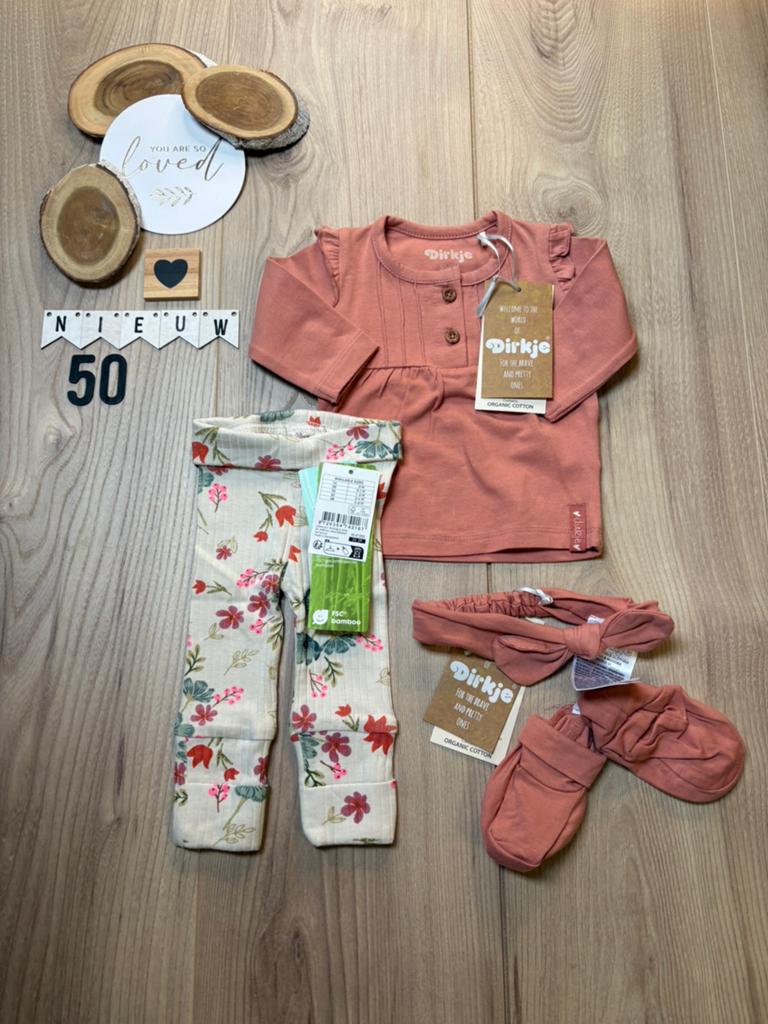 Baby meisje setje broekje shirtje haarbandje slofjes maat 50, Kinderen en Baby's, Babykleding | Maat 50, Ophalen of Verzenden