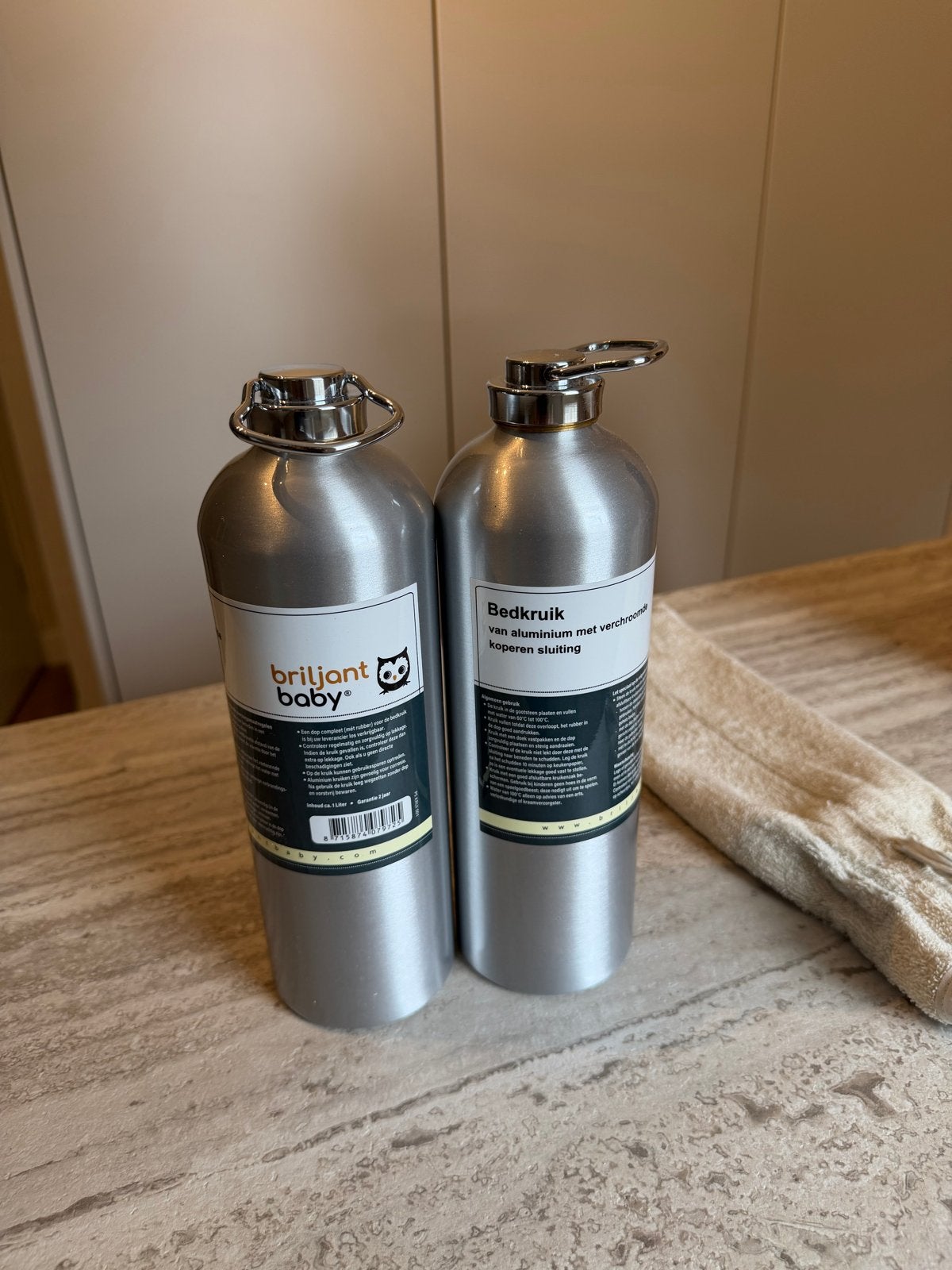 Briljant Baby Aluminium Bedkruik 1L met Verchroomde Sluiting, Ophalen of Verzenden, Gebruikt