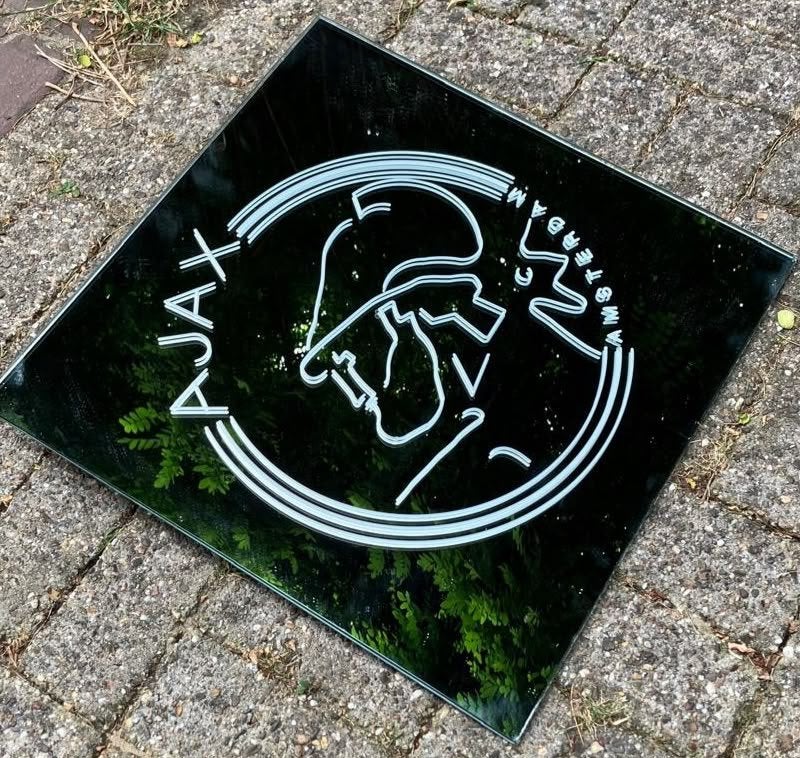 Ajax spiegel (50x50) oude logo, Verzamelen, Ophalen of Verzenden, Zo goed als nieuw, Ajax, Overige typen