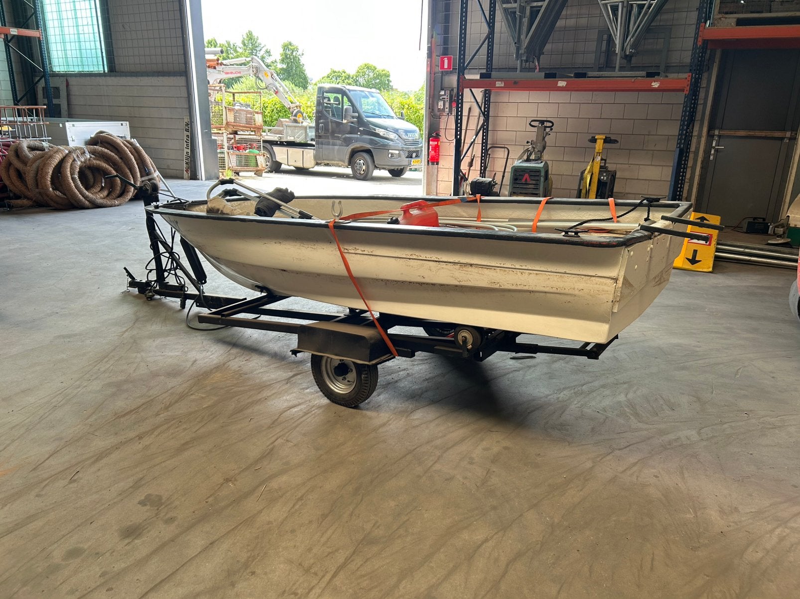 Polyester bootje met trailer en motor, Ophalen, Minder dan 1500 kg, Gebruikt, Overige typen