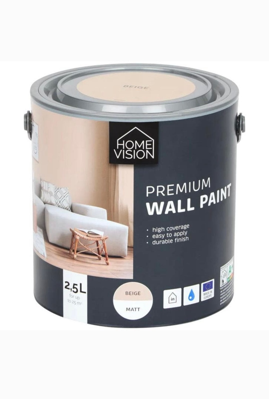 Gezocht!! Home vision Beige muurverf, Doe-het-zelf en Verbouw, Verf, Beits en Lak, Ophalen of Verzenden, Zo goed als nieuw, Beige