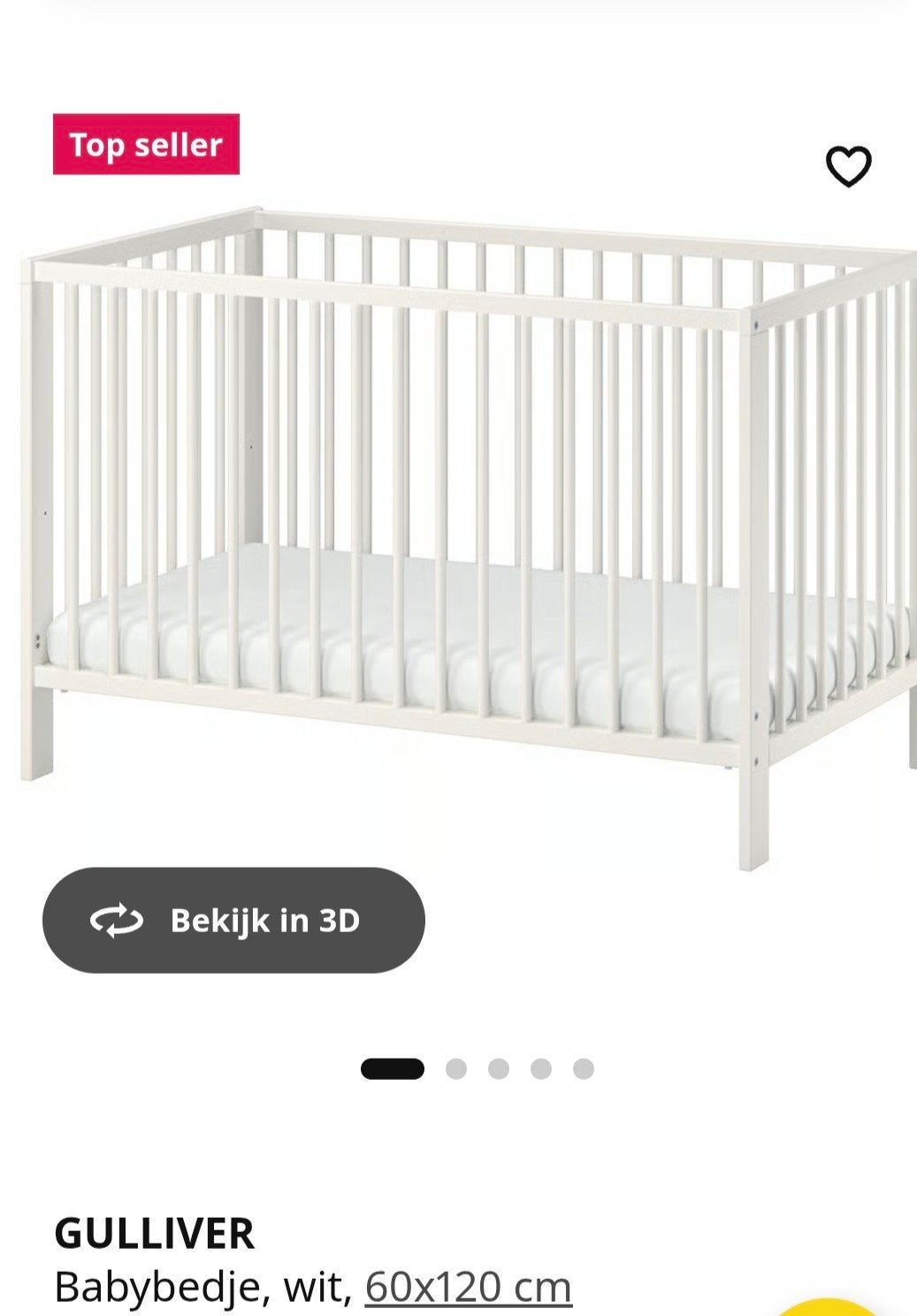 Babybedje Gulliver ikea 120-60 cm met matras, Ophalen, Zo goed als nieuw, Minder dan 140 cm, Matras