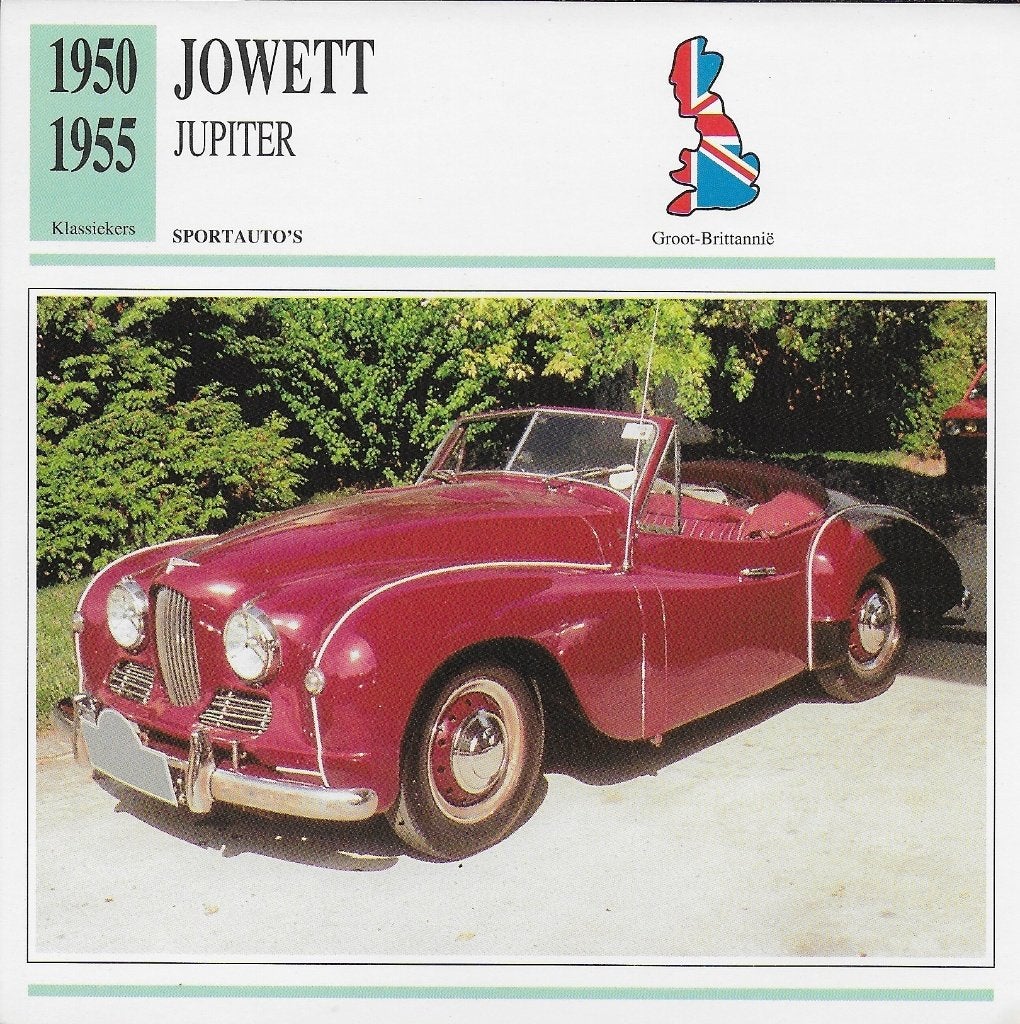 Ma646 autokaart jowett jupiter (1950 - 1955, Ophalen of Verzenden, Zo goed als nieuw, Auto's