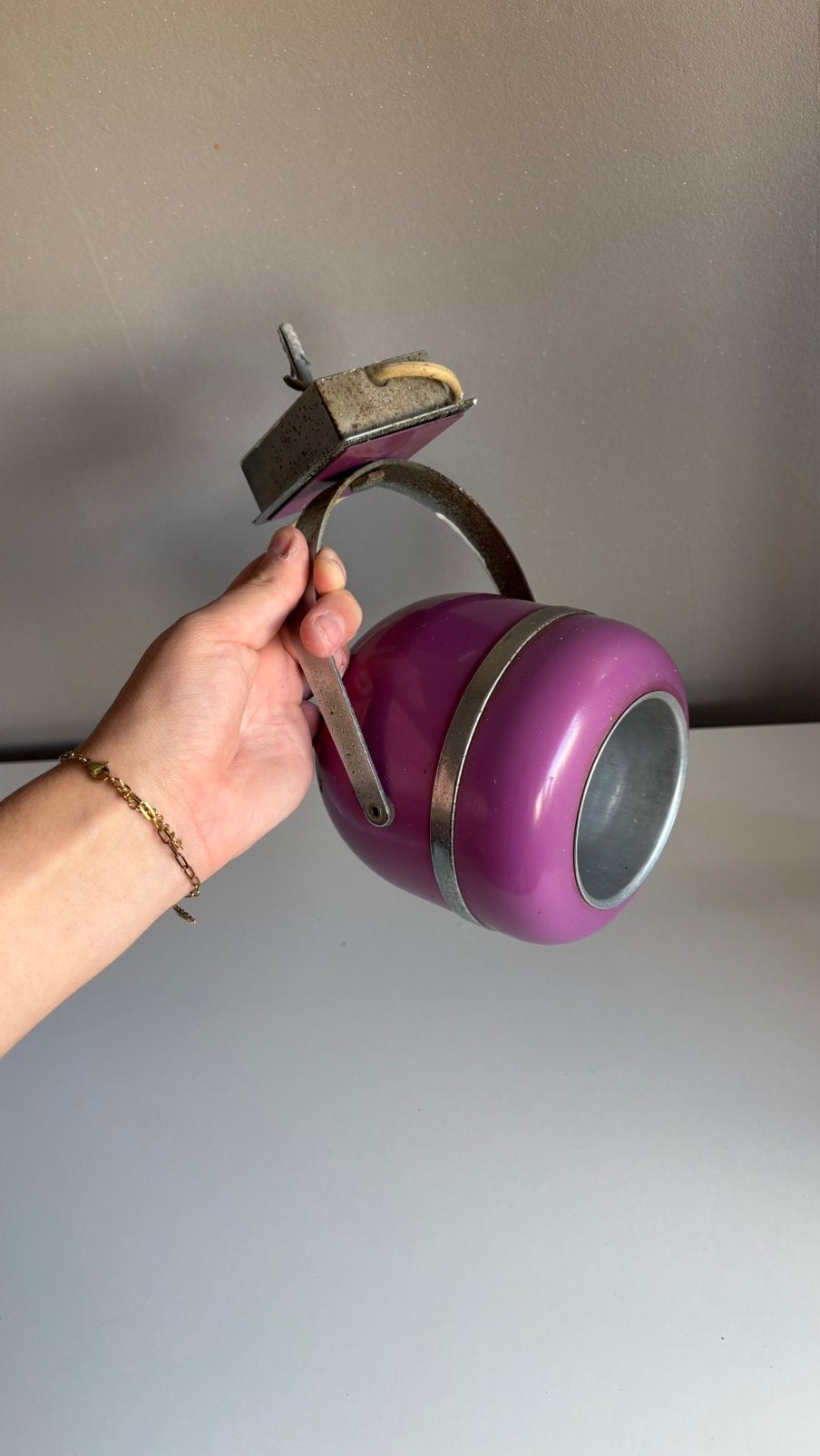 Vintage roze Space Age lamp  Retro eyeball spot – jaren 70, Ophalen of Verzenden