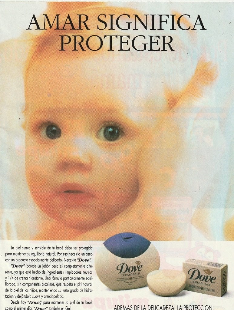 Retro reclame 1994 Dove cream bath baby beschermd, Verzenden, Overige typen