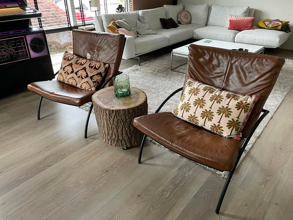 Harvink classic Uncle Sam 2 stuks zwart/cognac, Huis en Inrichting, Fauteuils, Ophalen, Gebruikt, 75 tot 100 cm, Leer