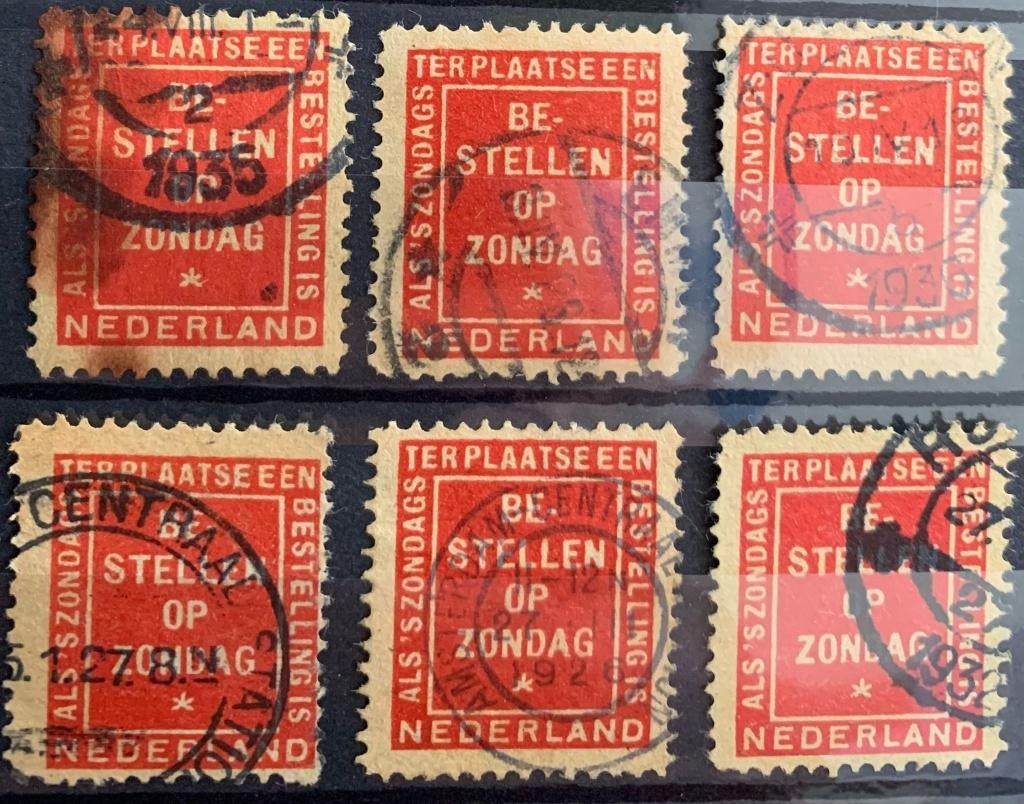 Sluitzegel Bestellen Op Zondag met datumstempel, Postzegels en Munten, Postzegels | Nederland, Verzenden, T/m 1940, Gestempeld