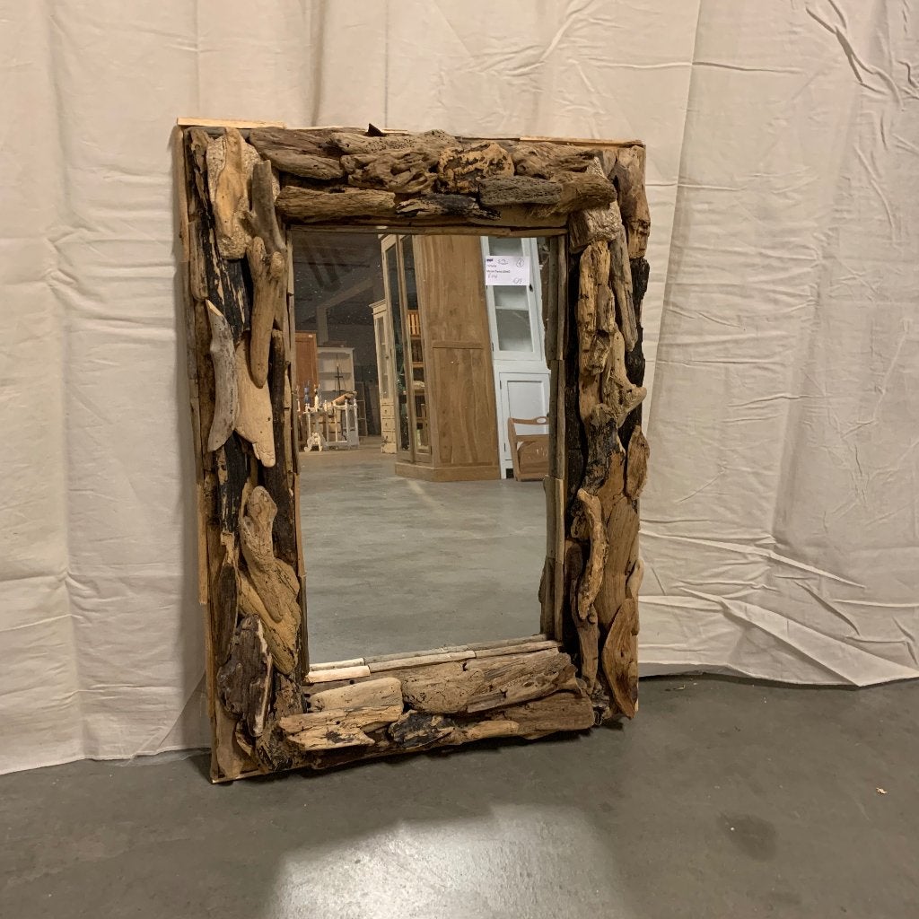 spiegel drijfhout /driftwood - 80 x 60 cm - Gratis bezorgd, Huis en Inrichting, Woonaccessoires | Spiegels, TTM Wonen, Meubels – (Perzische) Tapijten en Woonaccessoires