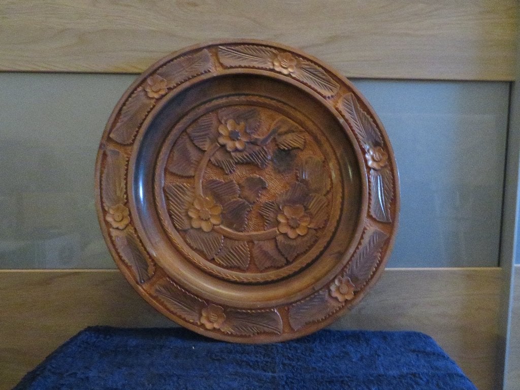 Decoratief houten wandbord met bloemmotief, Ophalen, 30 cm, 30 cm, Hout
