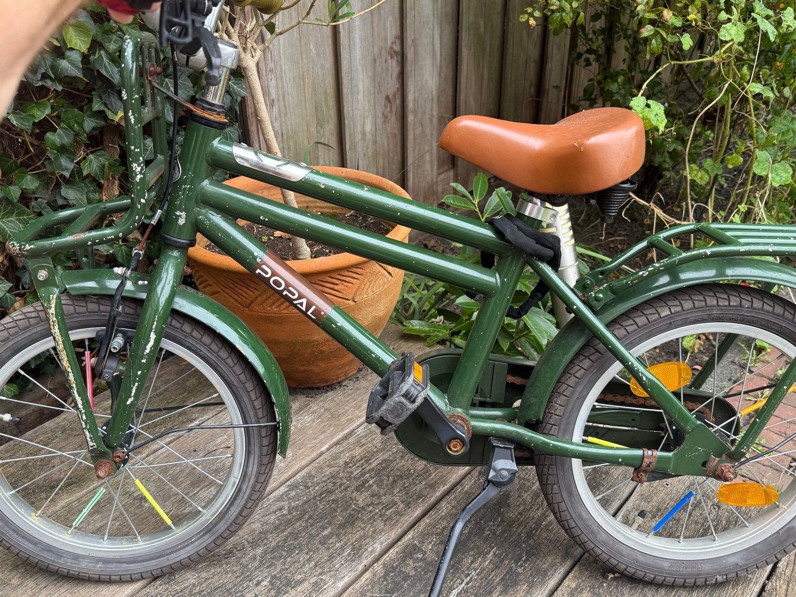 Popal kinderfiets - Legergroen - 20 inch - Gebruikt, Fietsen en Brommers, Ophalen, Gebruikt, 20 inch of meer