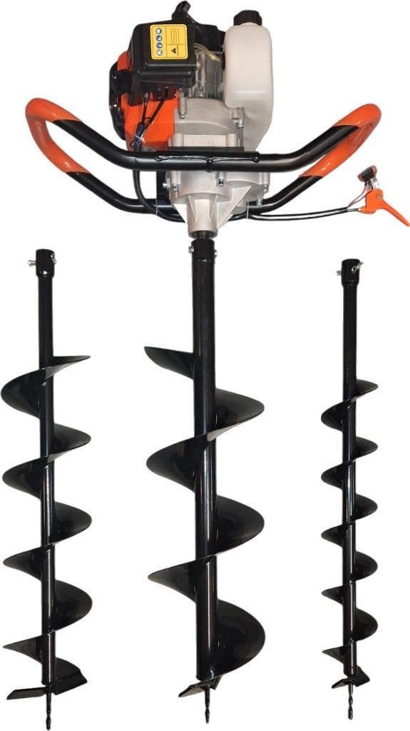 Grondboormachine 52cc incl. 3 boren- Nieuw, Grondboor, -, -, Nieuw