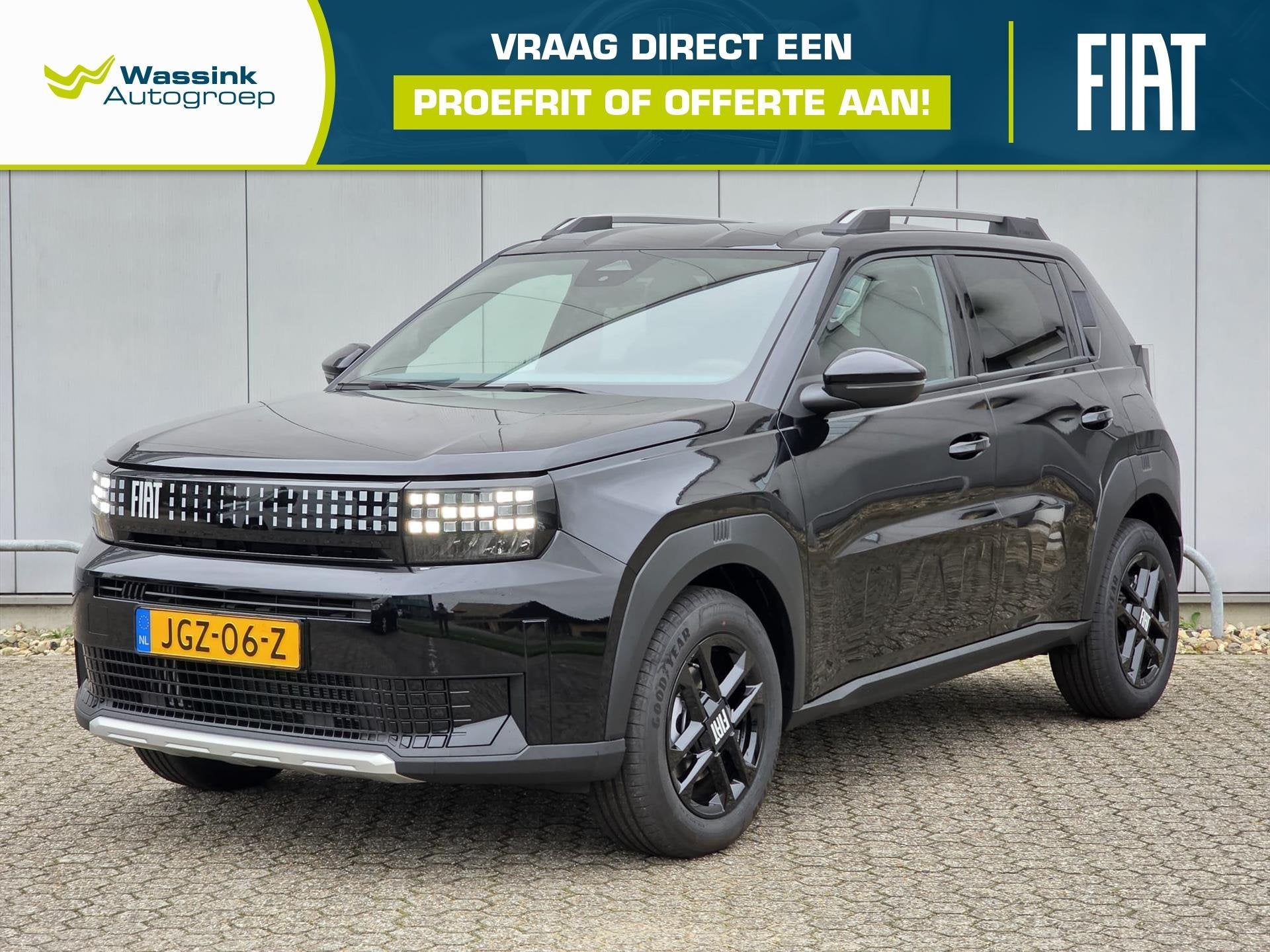 Fiat Grande Panda Icon 100pk Hybrid Automaat | Carplay / And, Auto's, Fiat, 600 kg, Zwart, Origineel Nederlands, Bedrijf