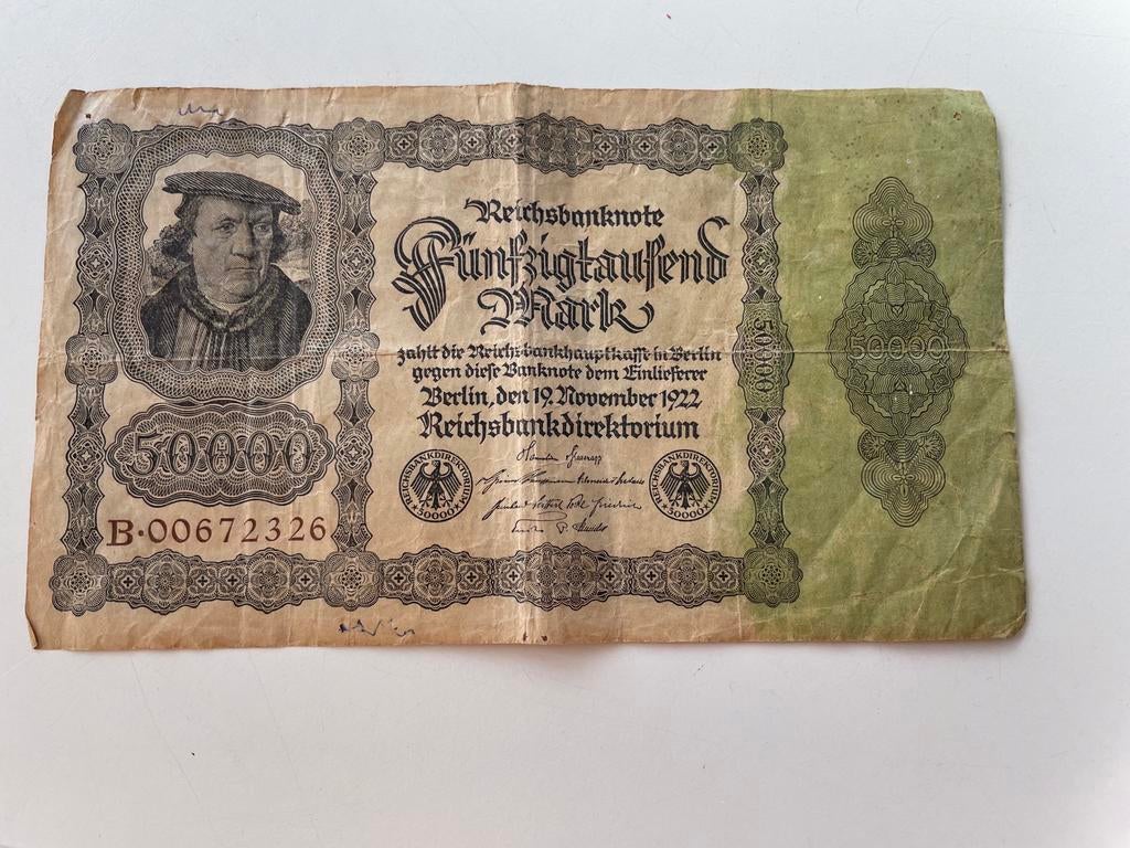 50.000 Mark Biljet Duitsland 1922 ( in Hilversum ), Ophalen of Verzenden, Duitsland, Los biljet