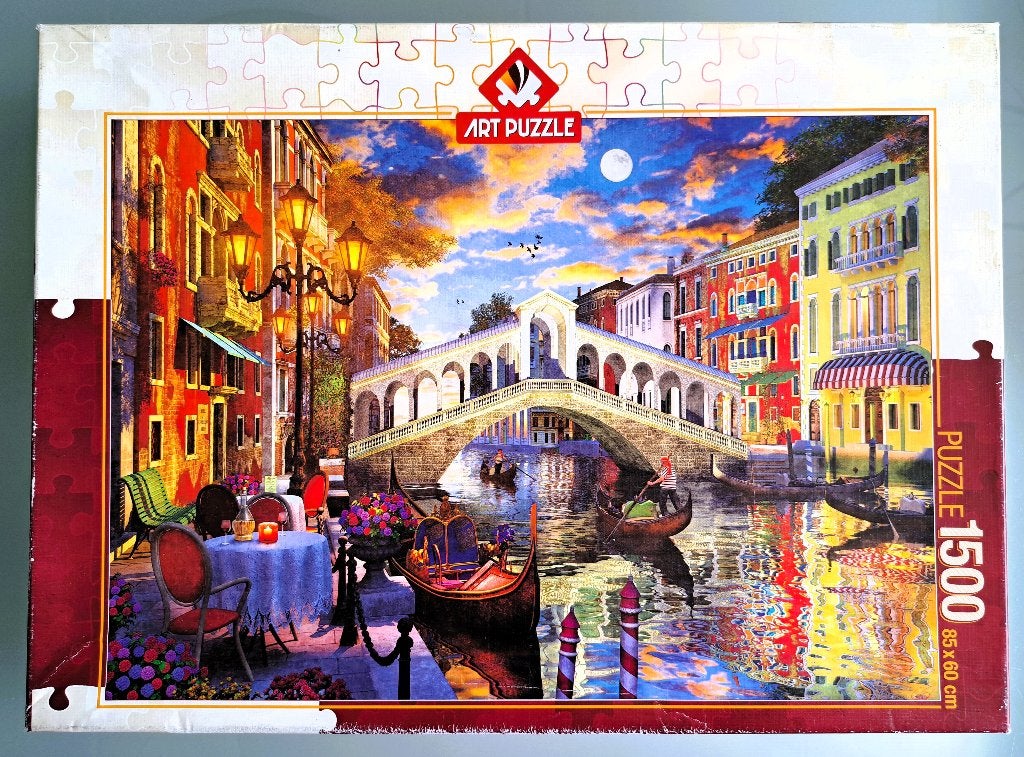 Art puzzel Rialto Bridge Venice van Dominic Davison 1500 st., Ophalen, 500 t/m 1500 stukjes, Zo goed als nieuw, Legpuzzel