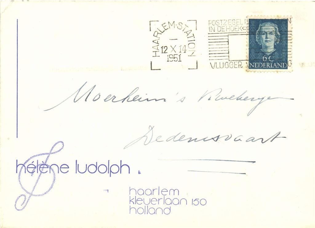 Helene Ludolph, Haarlem - 10.1951 - briefkaart, Ophalen of Verzenden, Briefkaart
