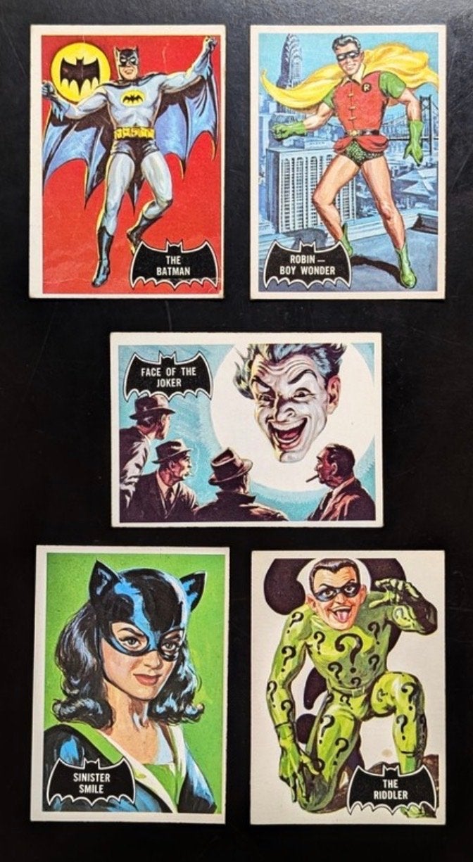 Black Bat Batman kaarten 1966 - Vintage verzamelkaarten, Verzenden, Superheld, Gebruikt, Plaatje, Poster of Sticker