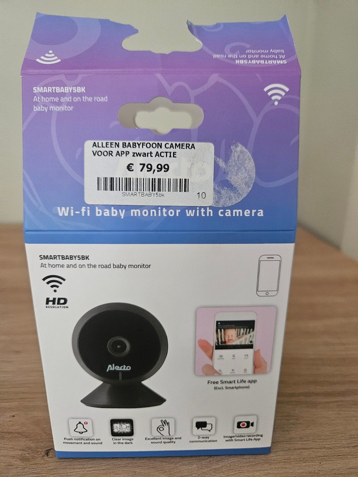 Alecto SMARTBABY5BK Wi-Fi Babyfoon met Camera, Kinderen en Baby's, Babyfoons, Ophalen of Verzenden, Nieuw, 250 meter of meer, Camera
