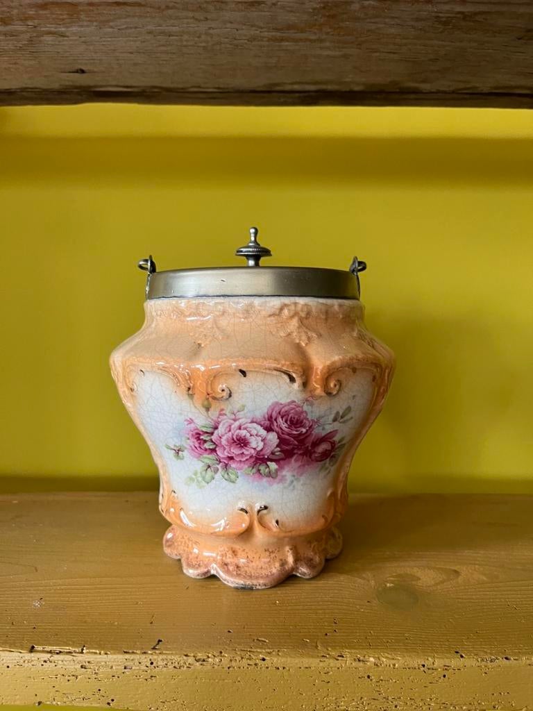 Oude Engelse biscuit barrel - koekjespot, Ophalen of Verzenden