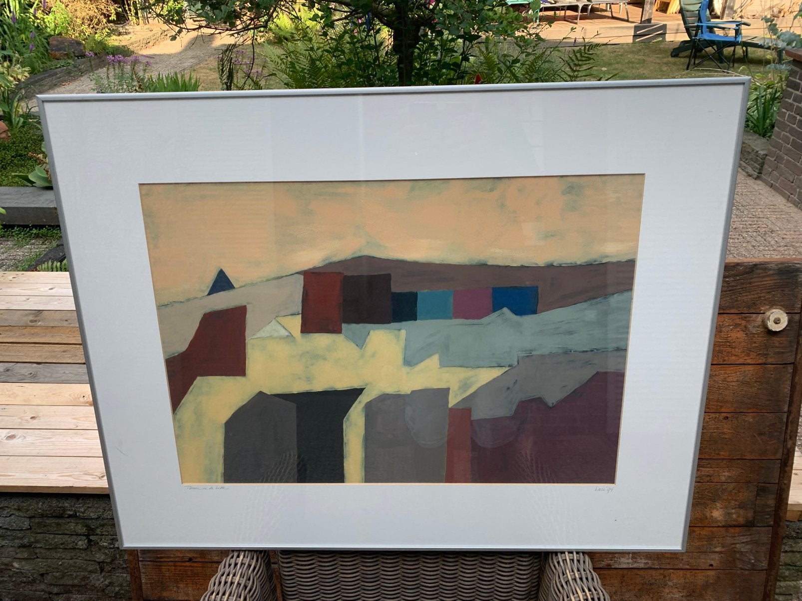 Harr Scheffer ‘TIENEN in de hitte’ ... GOUACHE, Papier/karton, Passe-partout, Gouache, Landschap