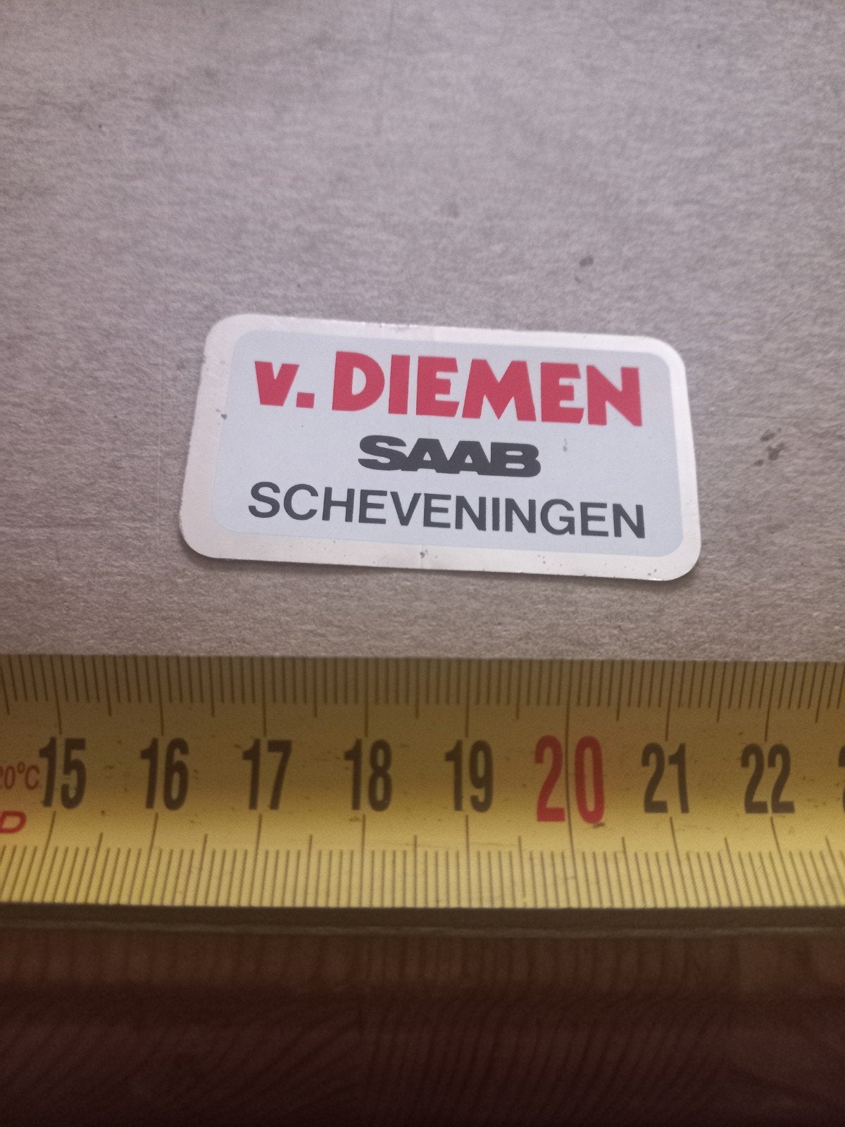 Vintage Saab v. Diemen Scheveningen Sticker, Verzamelen, Stickers, Ophalen of Verzenden