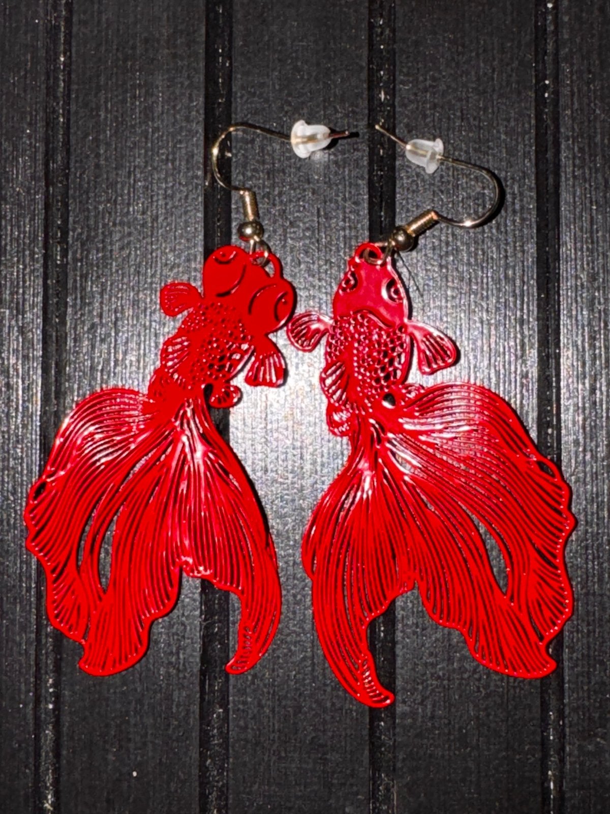 Unieke Goudvis Oorbellen - Rood, 7cm, Overige materialen, Hangers, Nieuw, Ophalen of Verzenden
