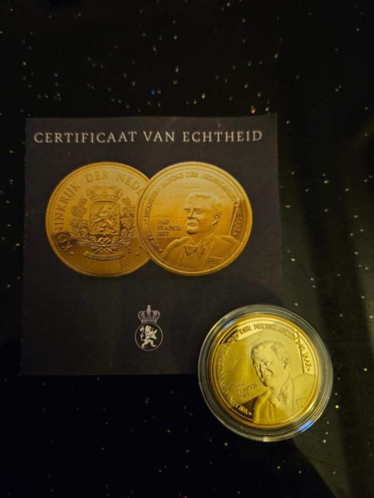 Officiële Herdenkingsuitgifte,munt ,goud, 50 jaar ,willem, Overige landen, Losse munt, Goud, Overige waardes