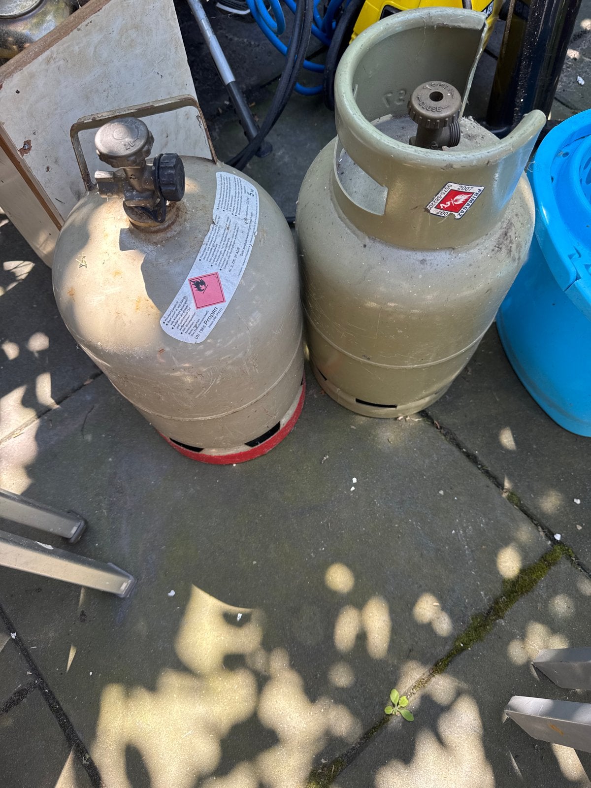 2 Propaan gasflessen (leeg) - 5kg en 6.8kg, Ophalen of Verzenden, Gebruikt
