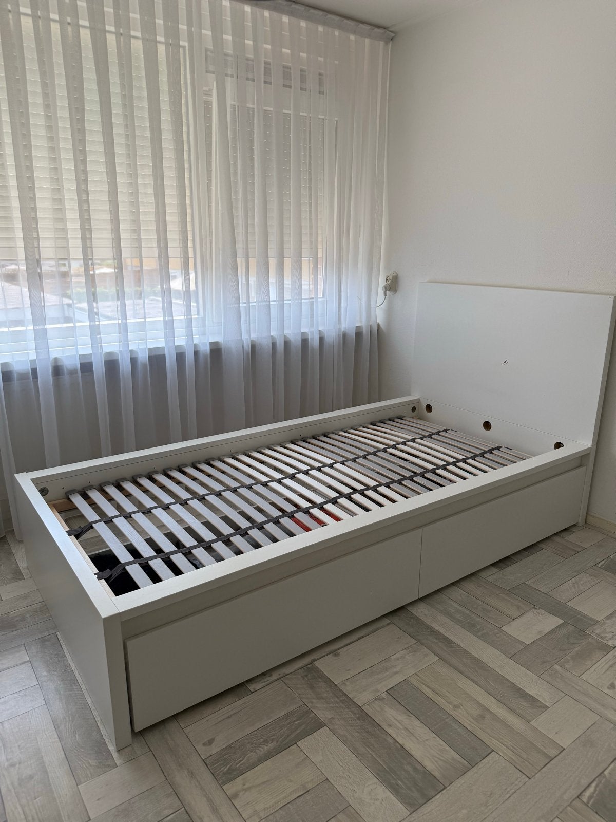 Ikea Malm bed met lattenbodem en 2 lades, Ophalen, Gebruikt, 90 cm, Eenpersoons