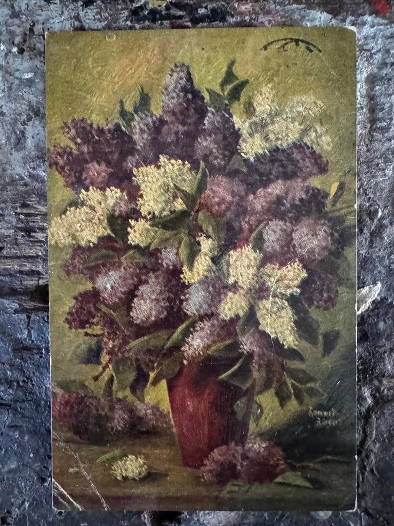 Oude kaart, bloemen, 1920, Ophalen of Verzenden, Voor 1920