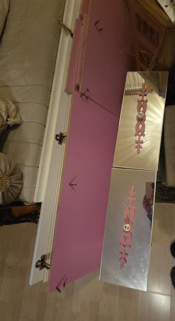 kledingkast meisje: roze/wit, 2 deuren + 2 lades + spiegel, Huis en Inrichting, Ophalen, Zo goed als nieuw, 50 tot 75 cm, 150 tot 200 cm