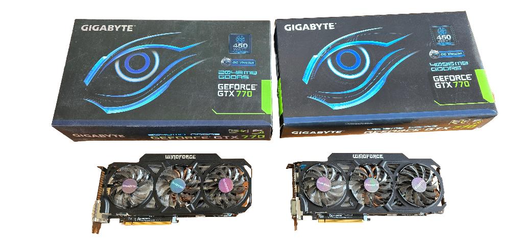 2 videokaarten Gigabyte Geforce GTX770 OC, Computers en Software, Videokaarten, Ophalen, PCI-Express 3, HDMI, Nvidia