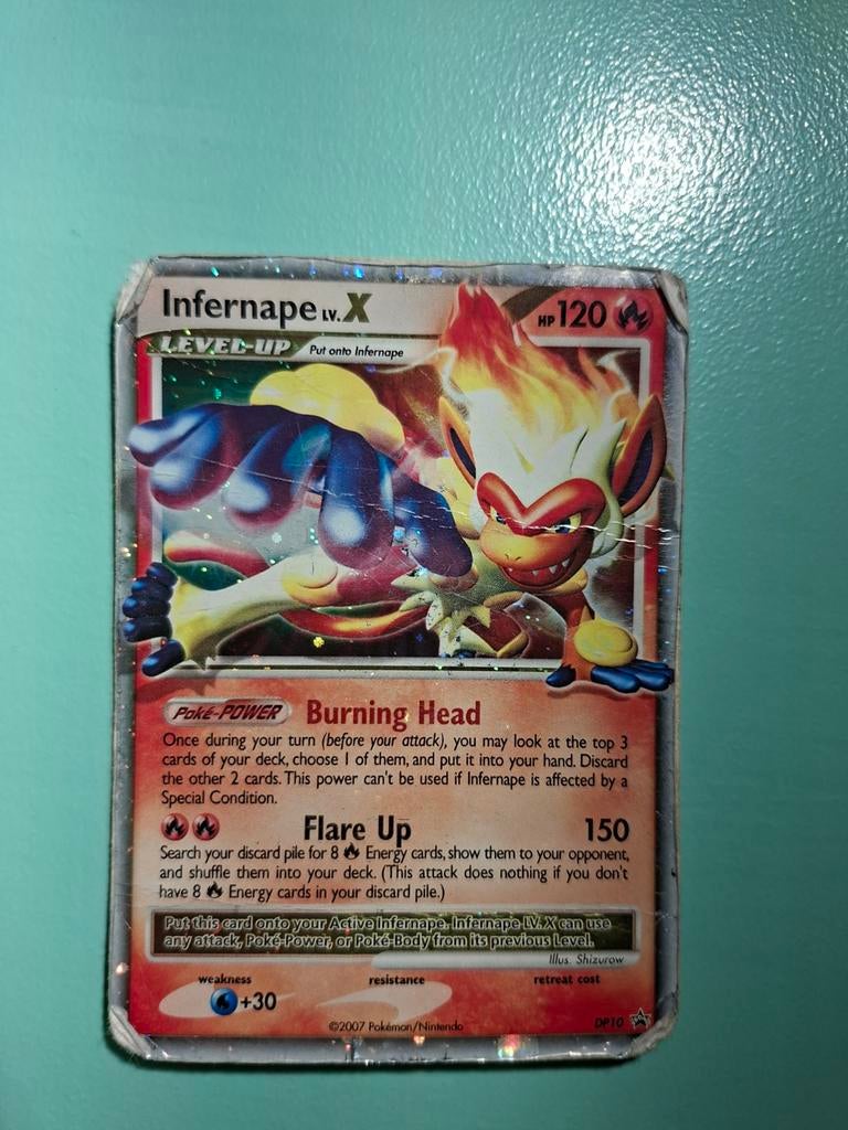 Infernape Lv. X - DP10 - 2007 - Slechte Staat, Ophalen of Verzenden, Gebruikt, Losse kaart
