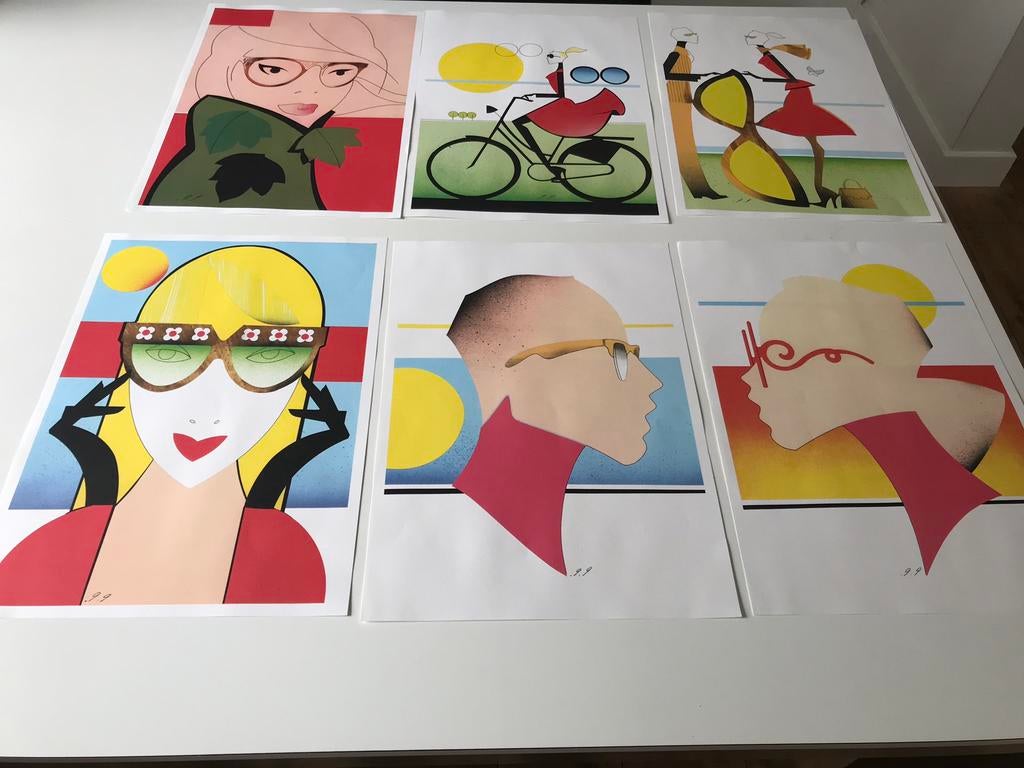 6 grafische posters , illustrator Piet Paris, Antiek en Kunst, Kunst | Tekeningen en Foto's, Ophalen of Verzenden