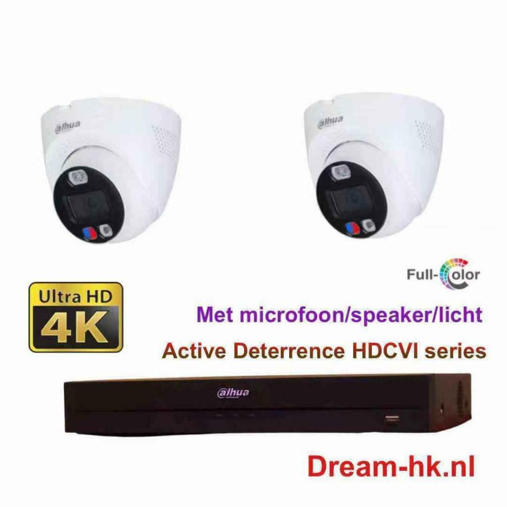 8MP Dahua Full-color Active Deterrence WizSense HDCVI set, Audio, Tv en Foto, Videobewaking, Nieuw, Ophalen of Verzenden