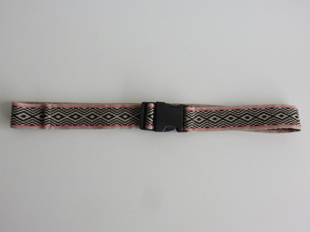 Stoffen dames riem met klikgesp roze beige ikat print, 3 tot 5 cm, Heupriem, Ophalen of Verzenden, Zo goed als nieuw