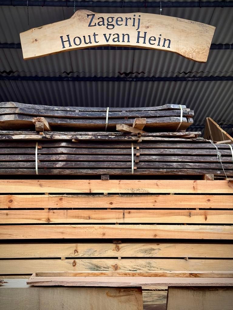 Zagerij uitverkoop!!!! Eiken, esdoorn, Iep, Doe-het-zelf en Verbouw, Hout en Planken, Ophalen, Eiken, Zo goed als nieuw, Plank