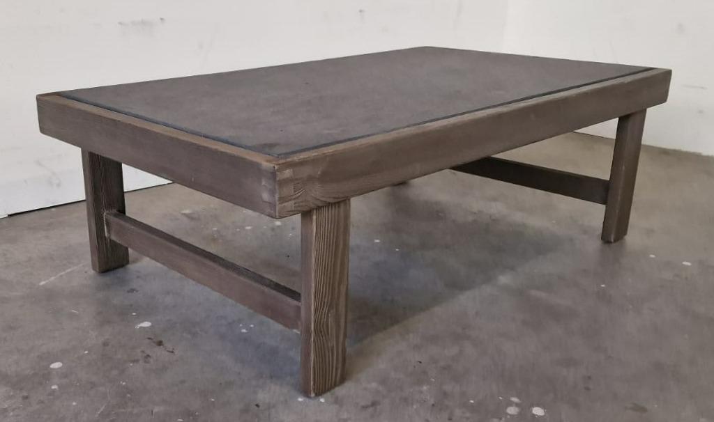 Leistenen salontafel uit de jaren 70, Ophalen, Gebruikt, 100 tot 150 cm, Onbekend