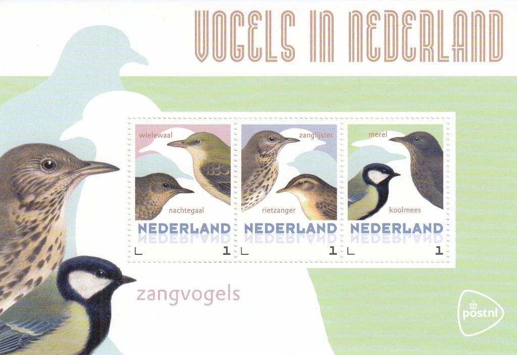 Nederland -8- 2014- Postset- Zangvogels in Nederland -6- P, Ophalen of Verzenden, Na 1940, Postfris