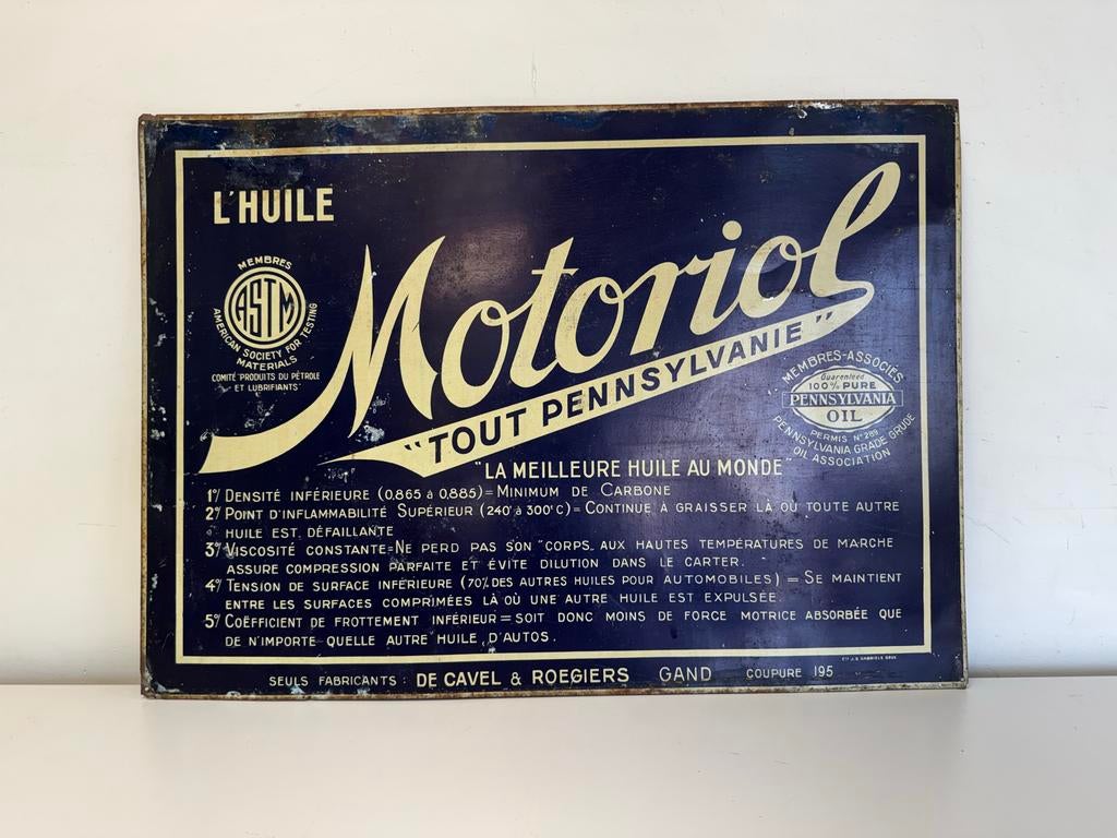 Vintage Motoriol Reclamebord, Reclamebord, Gebruikt, ., Ophalen of Verzenden
