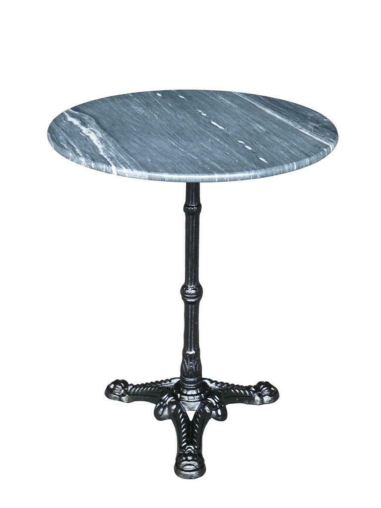 Fransetafel grijs marmer tafelblad en gietijzer onderstel, Overige materialen, Rond, Nieuw, Ophalen of Verzenden