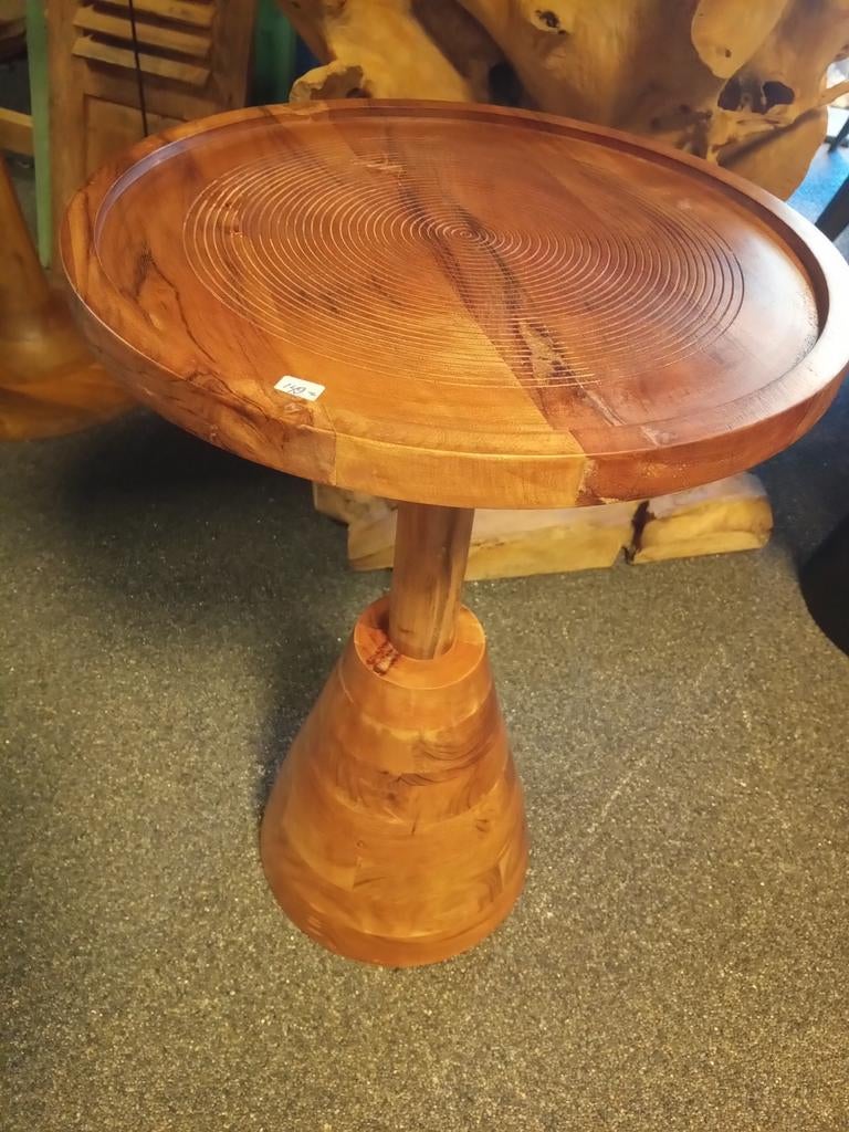 Bijzettafel hout, Minder dan 55 cm, Rond, Ophalen of Verzenden, 60 cm of meer