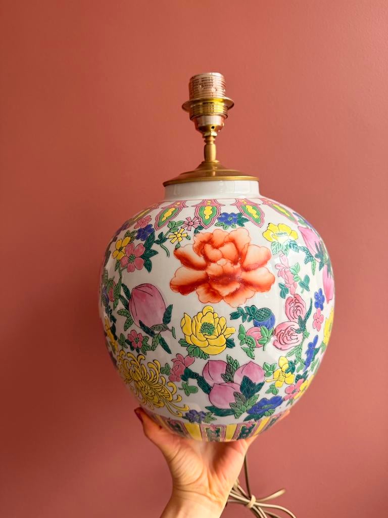 Grote Chinese vaas-lampenvoet 36 cm, Huis en Inrichting, Lampen | Tafellampen, Ophalen of Verzenden, Nieuw, Stof, Minder dan 50 cm