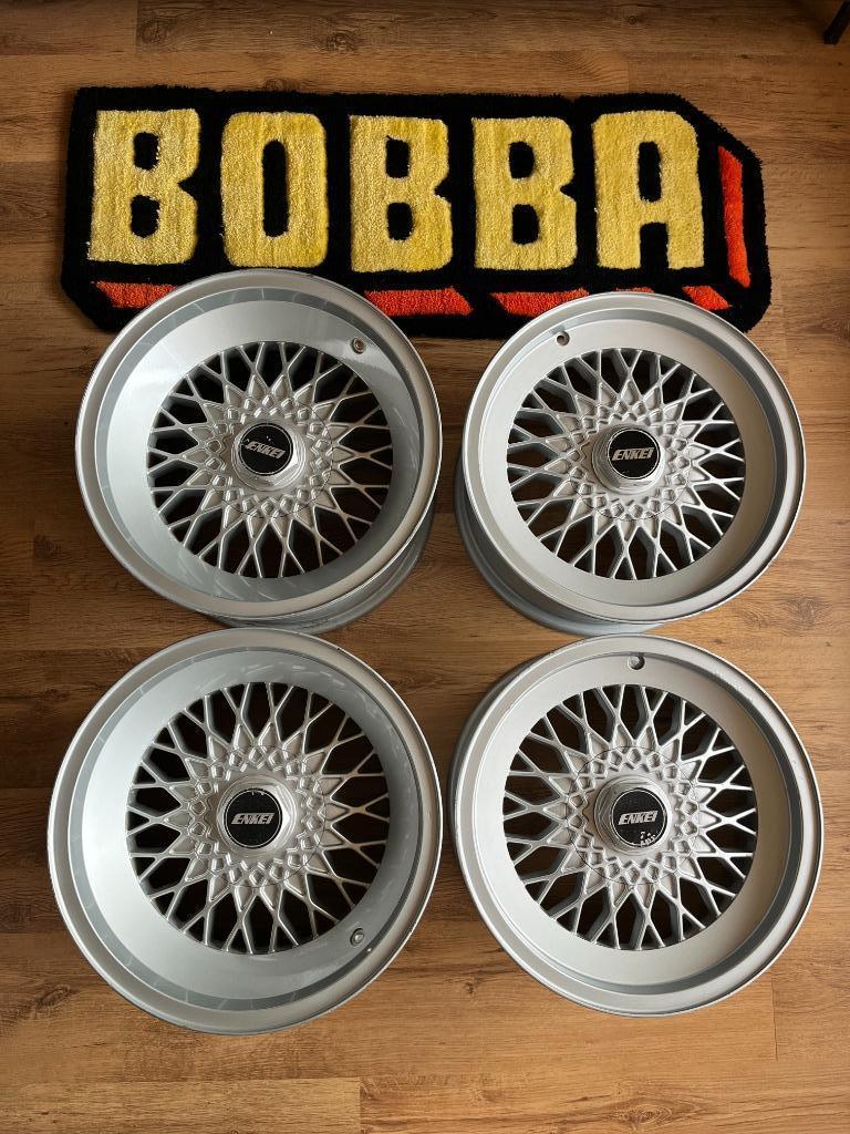Enkei Mesh oldschool breedset 16” 5x130 – 7J ET23 / 9J ET11, Gebruikt, Velg(en), 16 inch, Ophalen of Verzenden