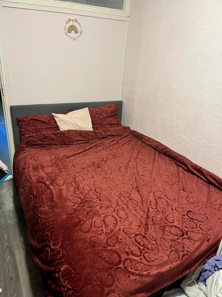IKEA Boxspring 160x200 - Tweepersoonsbed, Huis en Inrichting, Slaapkamer | Boxsprings, Ophalen, Gebruikt, Tweepersoons, Grijs