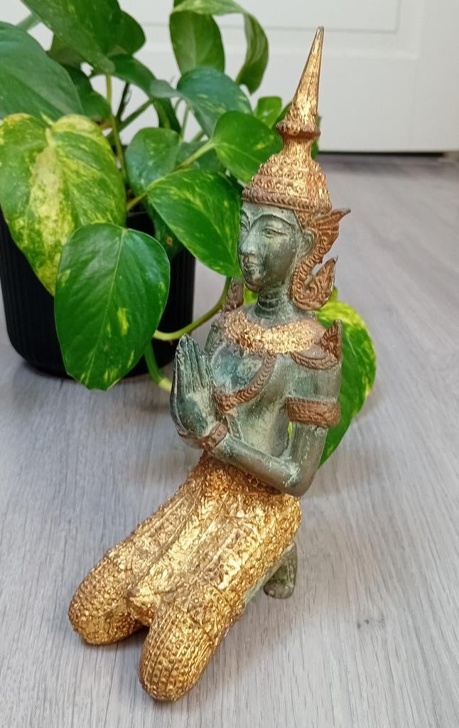 vintage tempelwachter- bronzen figuur- thailand-  20 eeuw, Ophalen of Verzenden