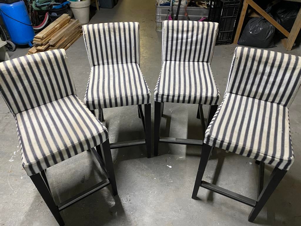 4 ikea hendriksdal bar stoelen, Ophalen, Gebruikt, Bruin, Hout