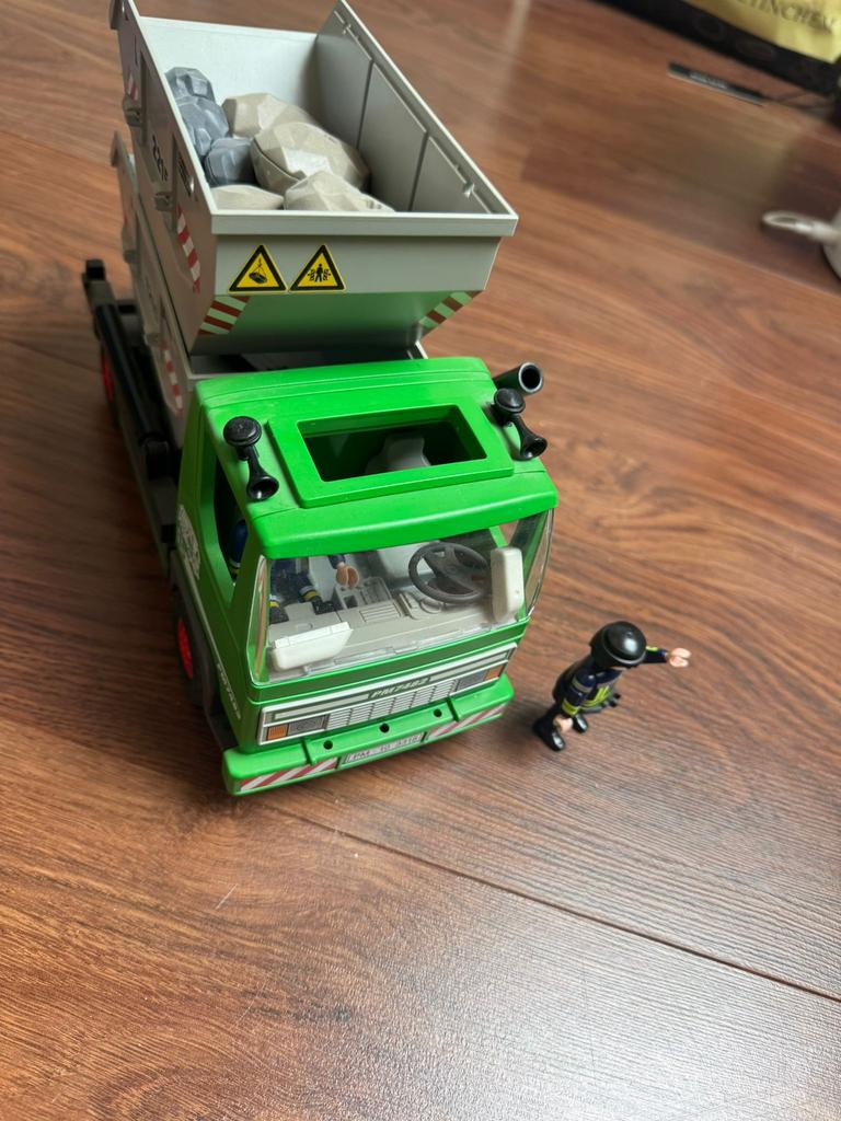 Playmobil groene vrachtwagen met stenen, Ophalen of Verzenden, Zo goed als nieuw