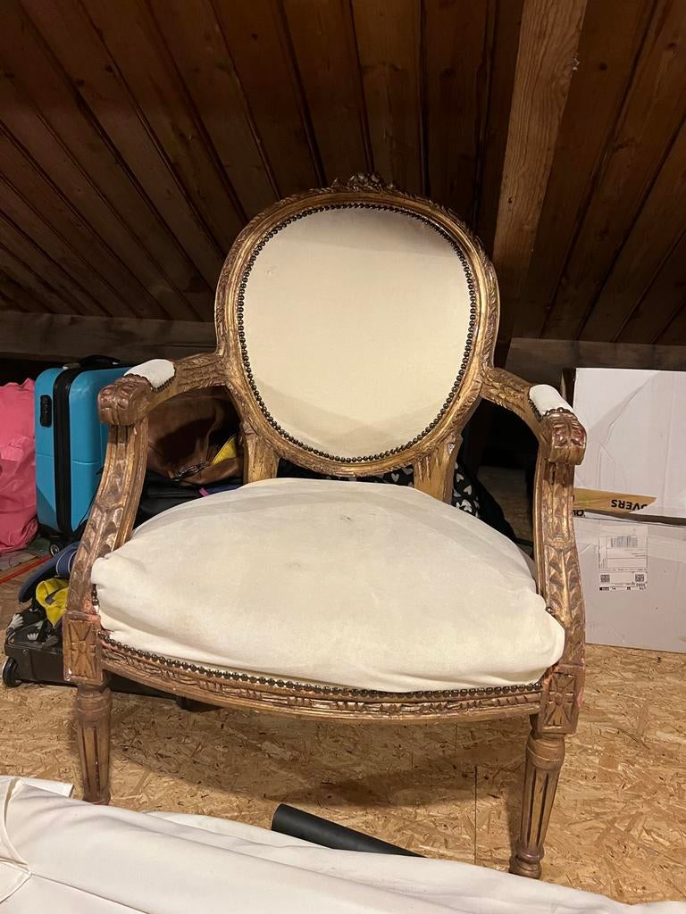 Brocante oude stoel voor herstoffering, Ophalen, Gebruikt